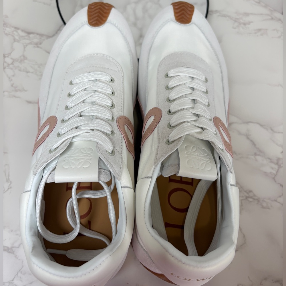 A-1CS-5: GYM SHOES: White and Brown Sneakers w/Pink Ribbon Accent, Unisex, NWOT - Picture 7 of 13